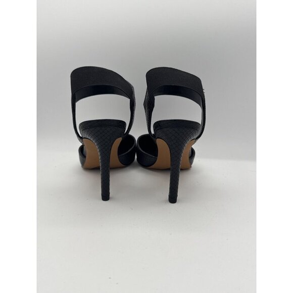 Black Franco Sarto Pointed Toe Ankle Strap High Heel Pumps Professional Textured - Picture 3 of 8